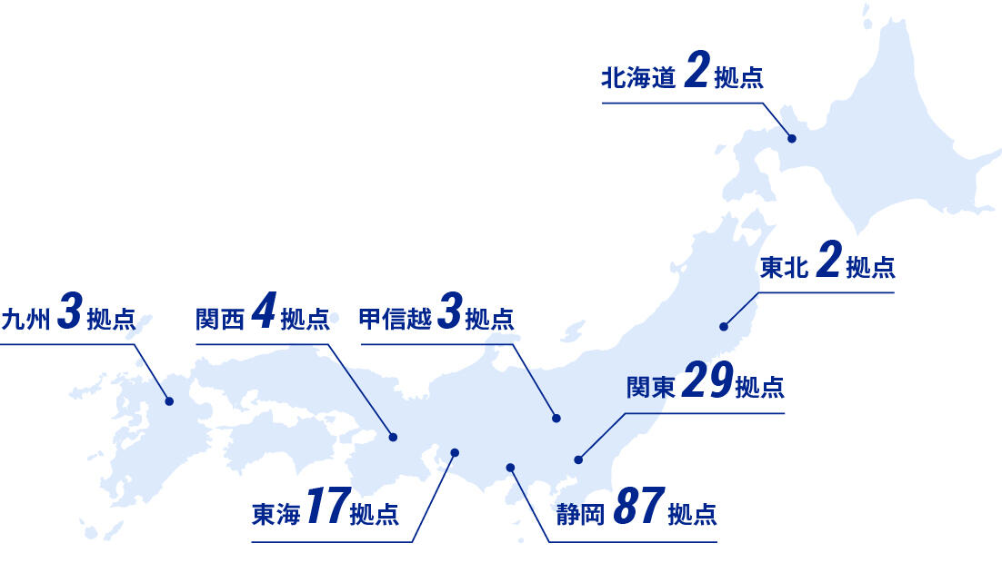 日本全国約140ヵ所に及ぶStarMax.の国内拠点